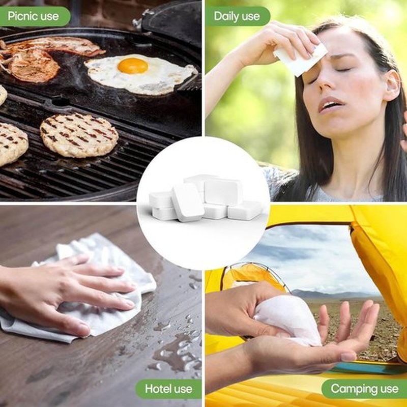 Fancyou Compressed Towel Tablets Thicken, 50 Pack Disposable Face Towel Quickly Expand with Water, Reusable Compact Washcloths 12"x9", Cotton Soft & Lint-Free Portable for Home Travel Beauty Guest