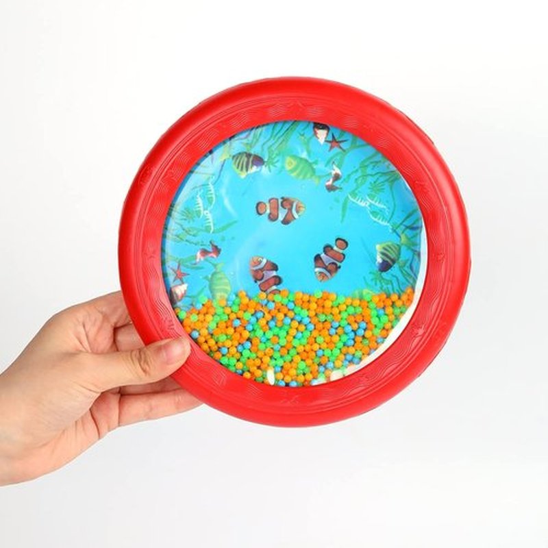 Musfunny Ocean Drum | Gentle Sea Sound Music Instrument for Kids | Red Educational Wave Bead Drum