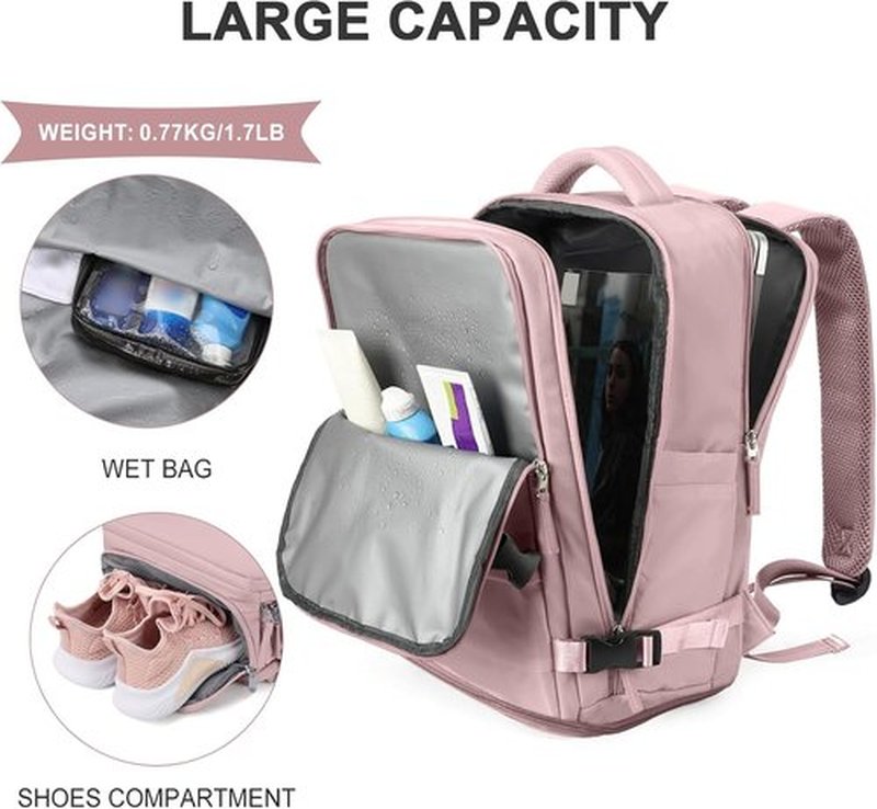 Coowoz Travel Backpack - Waterproof Hiking Backpack for Men & Women | Casual Daypack (Pink/Purple)