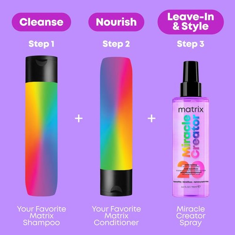 Matrix Miracle Creator Leave-In Conditioner Spray - Heat Protectant, Anti-Frizz, Moisturizing & Detangling, For Damaged Hair