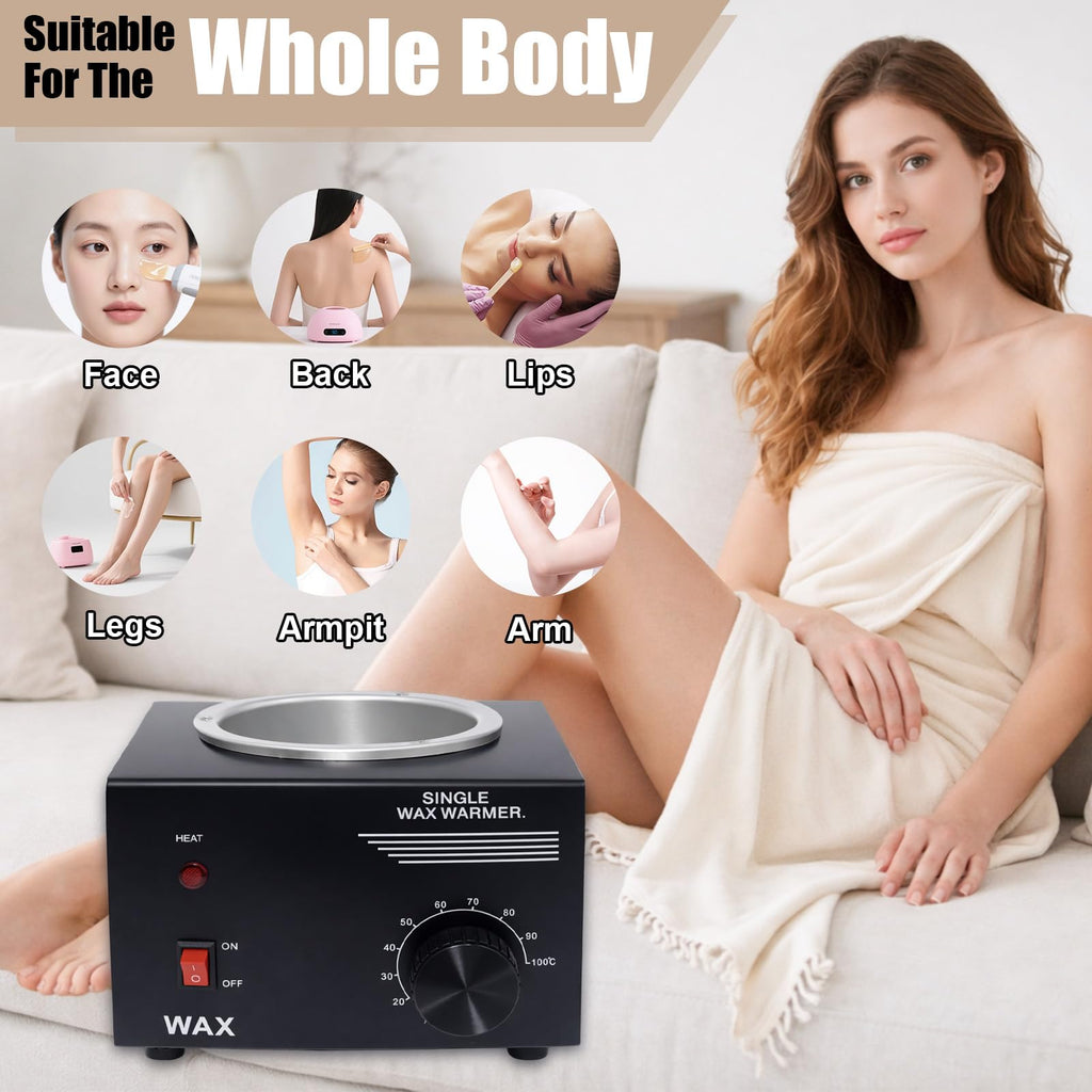 Podoy Wax Warmer for Hair Removal with 200 Sticks, Portable Wax Melting Pot