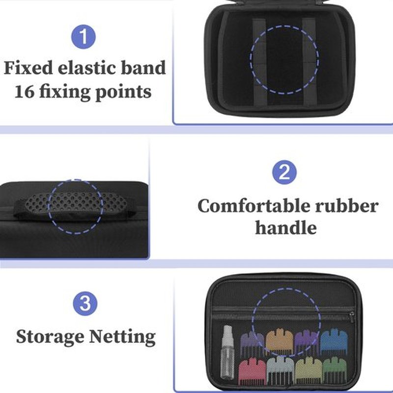 Klawdsky Hard Clipper Case for Barbers, Hair Clippers Travel Case for Hatteker/Oneisal/Wahl 5star/Andis Razor Guard Grooming Kits, Hair Cutting Barber Supplies Holder, Trimmer Organizer Storage Bag
