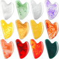 Sherr 12 Pcs Gua Sha Facial Tools Resin Heart Shaped Massage Guasha Tool for Face Guasha Board for Face Body Skin Massage Spa Acupuncture Prevent Wrinkles, 12 Colors(Retro Color)