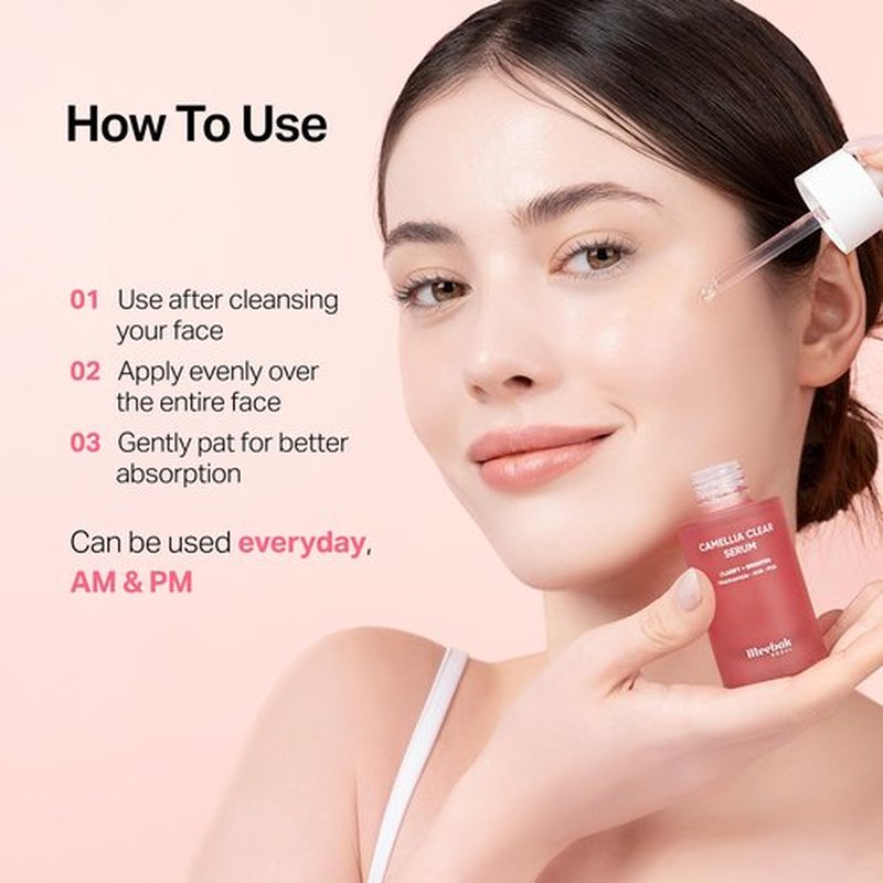 Meebak Camellia Clear Daily Exfoliating Serum – 2% Niacinamide + AHA & PHA, Gentle Chemical Exfoliant Face Serum for Skin Texture & Tone, Hydrating Pore Minimizer for Face, Korean Skincare