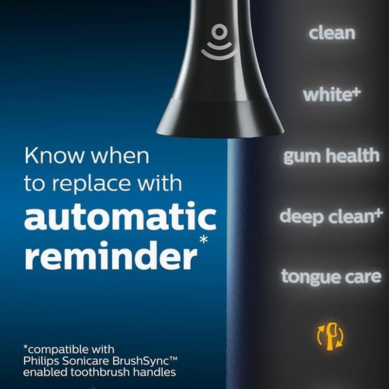 Philips Sonicare W DiamondClean - Replacement Electric Toothbrush Heads, Black, 2 Pack, HX6062/95