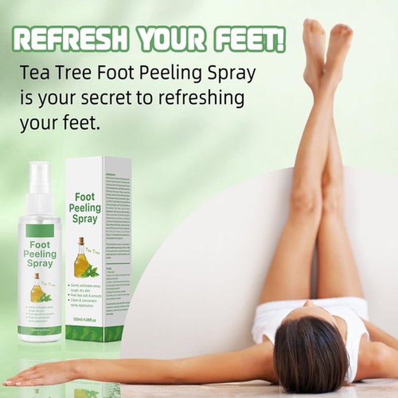 AOPEIBOTO Foot Peeling Spray, Tea Tree Foot Exfoliator Spray, Vegan Botanicals, Moisturizing & Smooth Feet Skin, Gently Exfoliates Away Rough, Dry Skin, 4.06fl.oz/120ml