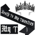 Araluky Death to My 20s Decorations, 30th Birthday Sash and Crown Rip to My 20s Sash Happy 30th Birthday Decorations for Her Rip 20s Birthday Decorations