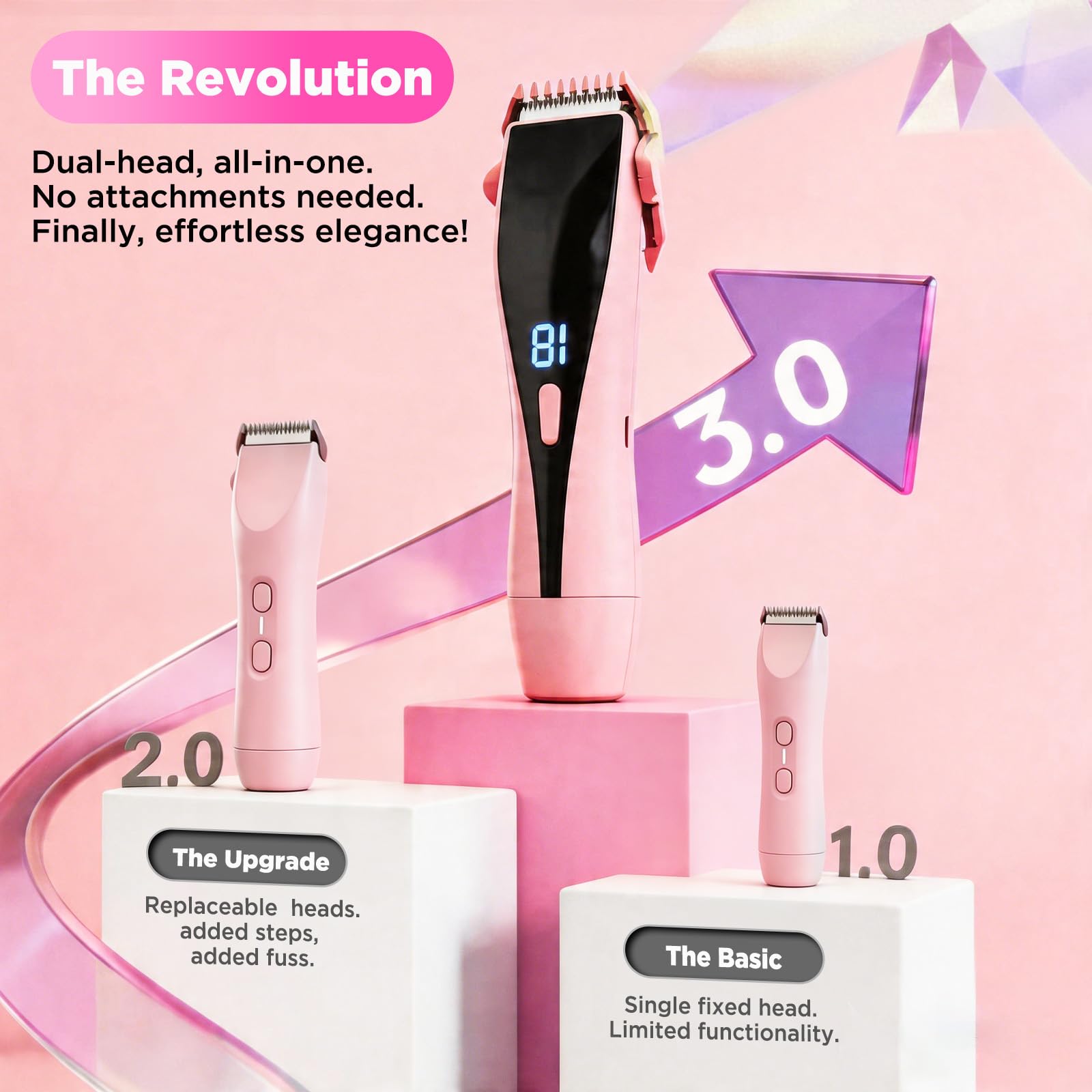 Bikini Trimmer for Women 2-in-1 High Power Epilators Hair Removal Waterproof Electric Razors Women's Electric Razor Pubic Hair Trimmer Shaver for Women for Ladies Pubic, Face, Underarms, Legs