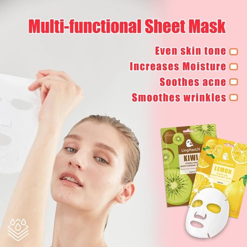 20 Pack Facial Sheet Face Mask Variety Set for All Skin Types,Hydrating Moisturizing Sheet Masks Combo