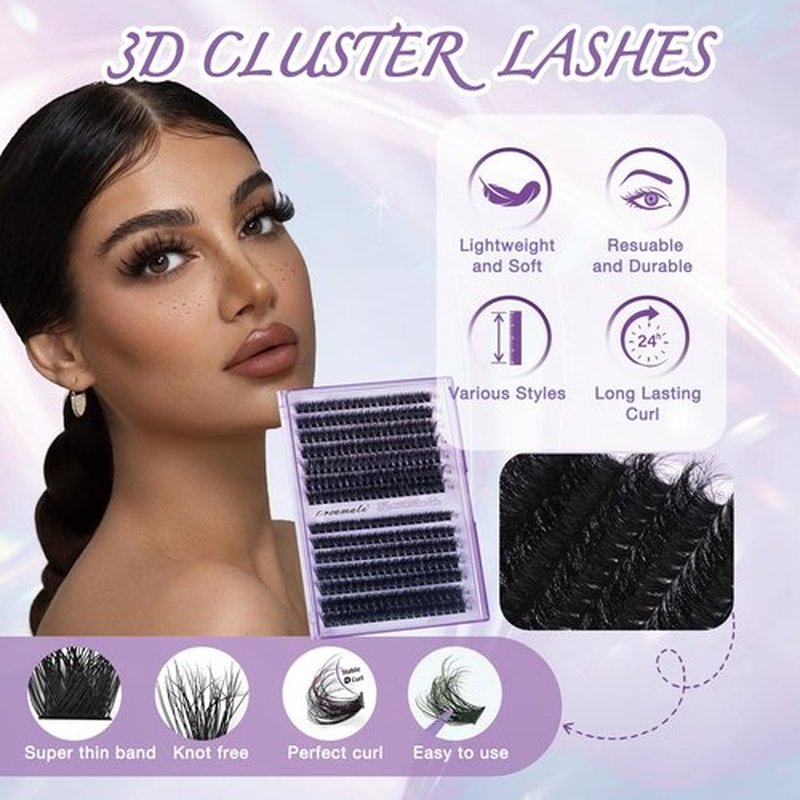 proamate Cluster Lashes Individual Cluster Eyelashes D Curl Mix 10-18mm (60D+80D) Eyelashes Cluster Volume & Dramatic Russian Individual Eye Lashes for Beginners (60D+80D Lash kit with Remover)