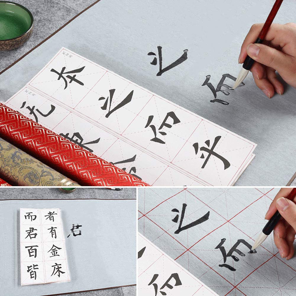 Dioche Water Writing Cloth, Water Drawing Writing Cloth, Chinese Calligraphy Mat Practicing Tool - Reusable Brocade Nonwoven Chinese Water Paper Student Stationery, 15 x 30.7in, No Ink Needed