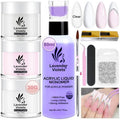 LAVENDER VIOLETS Acrylic Nail Kit for Beginners - 30g Clear White Pink Powder and 80ml Acrylic Liquid Set with Brush, Nail Forms, and Tools Professional Nail Set for Home DIY N301