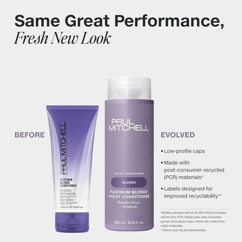 Paul Mitchell Platinum Blonde Violet Conditioner - Banish Brass & Brighten Light to Medium Blonde, Silver, Gray, or White Hair