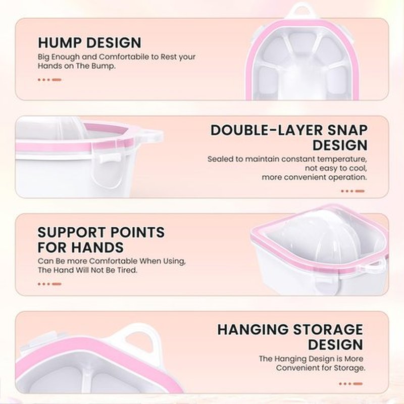 Hand Toe Nail Soaking Bowl: 12PCS Large Size Hand & Foot Nail Soak Off Bowl for Nail Lovers - Acetone Proof Toe Soaking Tray with Manciure Pedicure Tools for Dip Powder Gel Polish Remover(Pink, Clear)