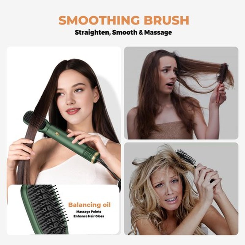 5 in 1 Blow Dryer Brush Set,Hot Air Styler Negative Ion Air Curling Wrap Air Curler, Round Brush Blow Dryer Curling Iron Hair Styling Tools Gift for Dry,Volumize, Straight,Curl,100-120V