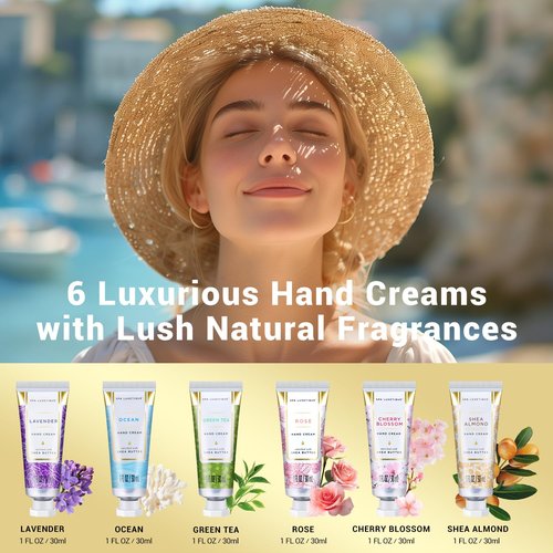 Spa Luxetique Hand Cream Gift Set - Mini Moisturizing Lotion for Dry Hands | Perfect Mother's Day Gift, 6 x 1 OZ