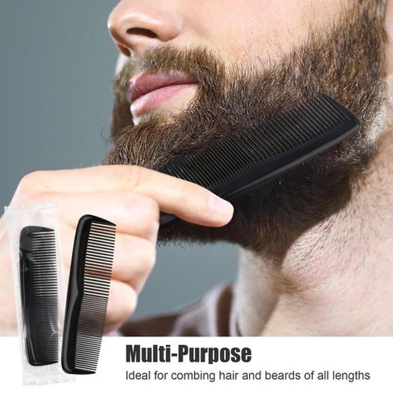 NICEMOVIC Hair Combs Bulk for Men 150 Pack, Homeless Supplies Bulk, Pocket Mens Wide Fine Tooth Beard Barber Travel Small Plastic Mini Comb Individually Wrapped for Hotel Charity Shelter (Black)