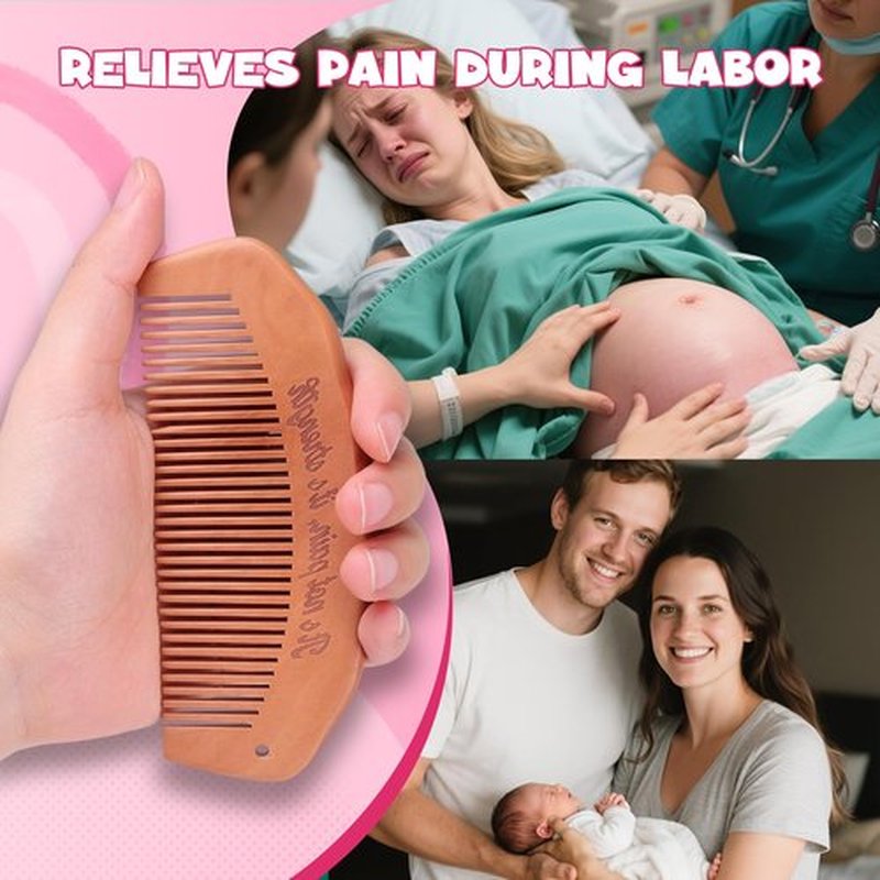 OAKDOLCHE Birth Comb & Massage Roller Ball Kit for Women Labor and Delivery Essentials, Wooden Labor Comb Pregnancy Must Haves, Designed for Expectant Moms