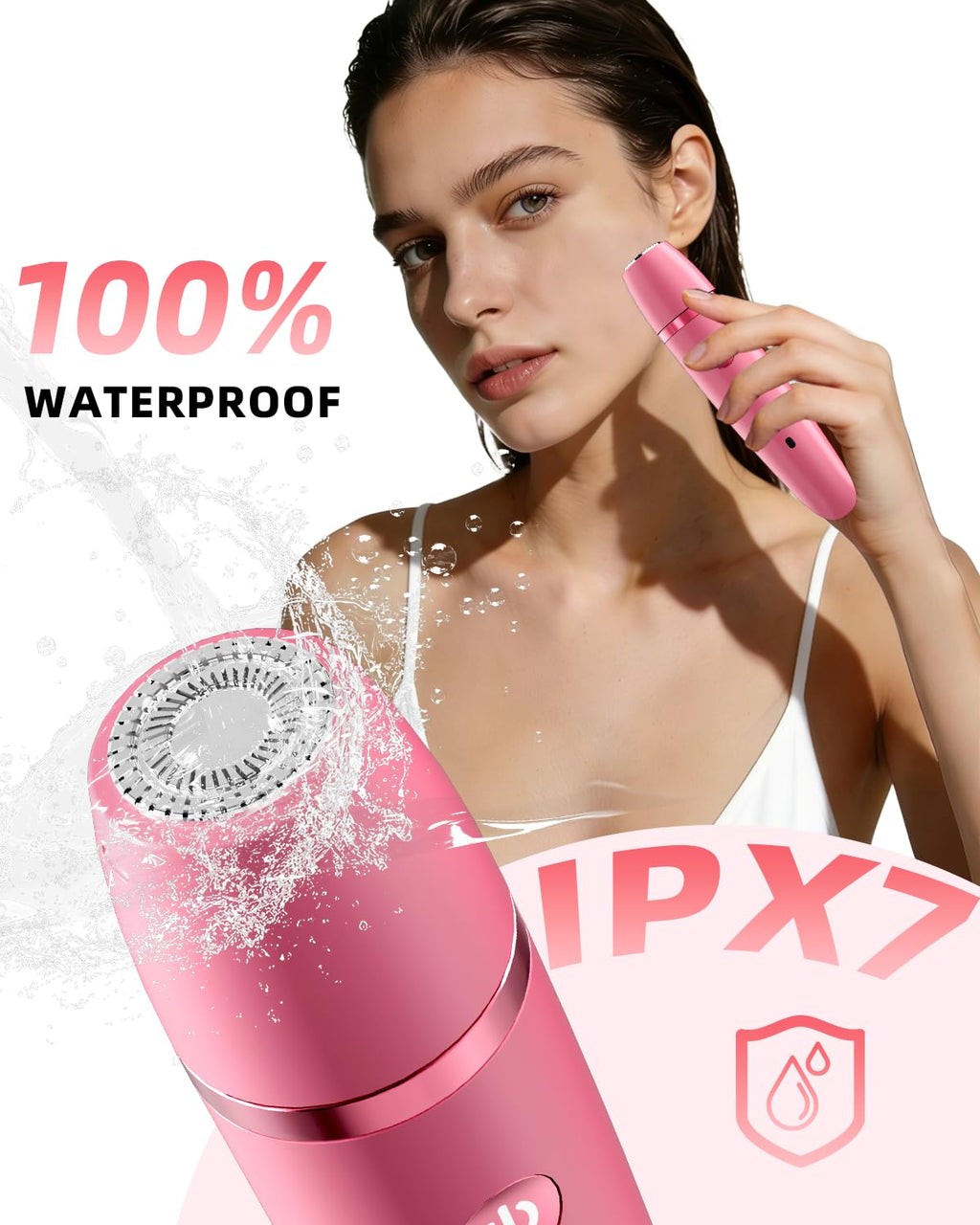 Ufree Bikini Trimmer Electric Razors for Women, Ceramic Blade Body Hair Trimmer, IPX7 Waterproof Rechargeable Lady Shaver, Personal Groomer for Legs & Pubic Hair, Gifts for Women, Rose Red