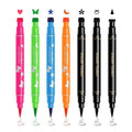 Ownest 7Pcs Colorful Eyeliner Stamp, Eye Liners Face Stamp for Cosplay Makeup, Black Blue Red Pink Orange Star Flowers Heart Moon Triangle Butterfly Smile Stamps Eyeliner Set