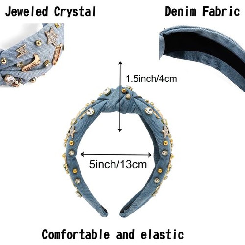 Feeldeal Western Cowgirl Headband for Women, Birthday, Christmas Gifts & Stocking Stuffer for Country Lovers – Crystal Knot Hairband, Cowgirl Hair Accessories