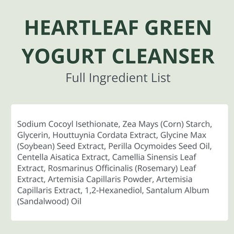 ERIGERON Heartleaf Facial Cleanser, Face Mask, Greek Yogurt Cleanser, Soothing, Deep Pore Scrubber & Face Wash with Green Tea, Blackhead Remover, Korean Skin Care (3.38 fl.oz.)