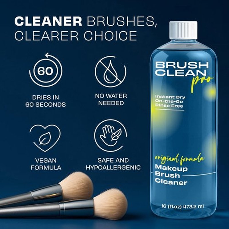 Original Makeup Brush Cleaner - Professional Quick-Drying Cleanser for Waterproof Makeup - 16 oz