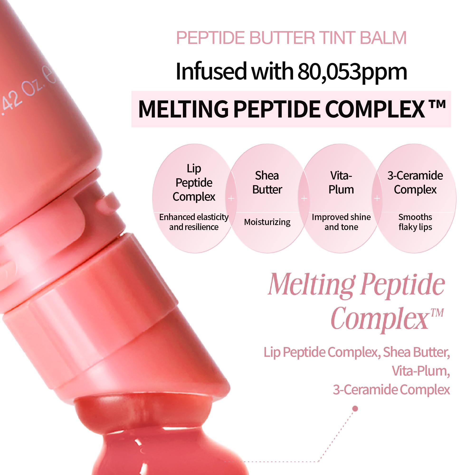 VIDIVICI Peptide Butter Tint Balm | 10 Color Variants, Korean Moisturizing Lip Tint with Melting Peptide Complex™ & Sheer Tinted Glow - 06 PLUM VIBE (12g, 0.42Oz)