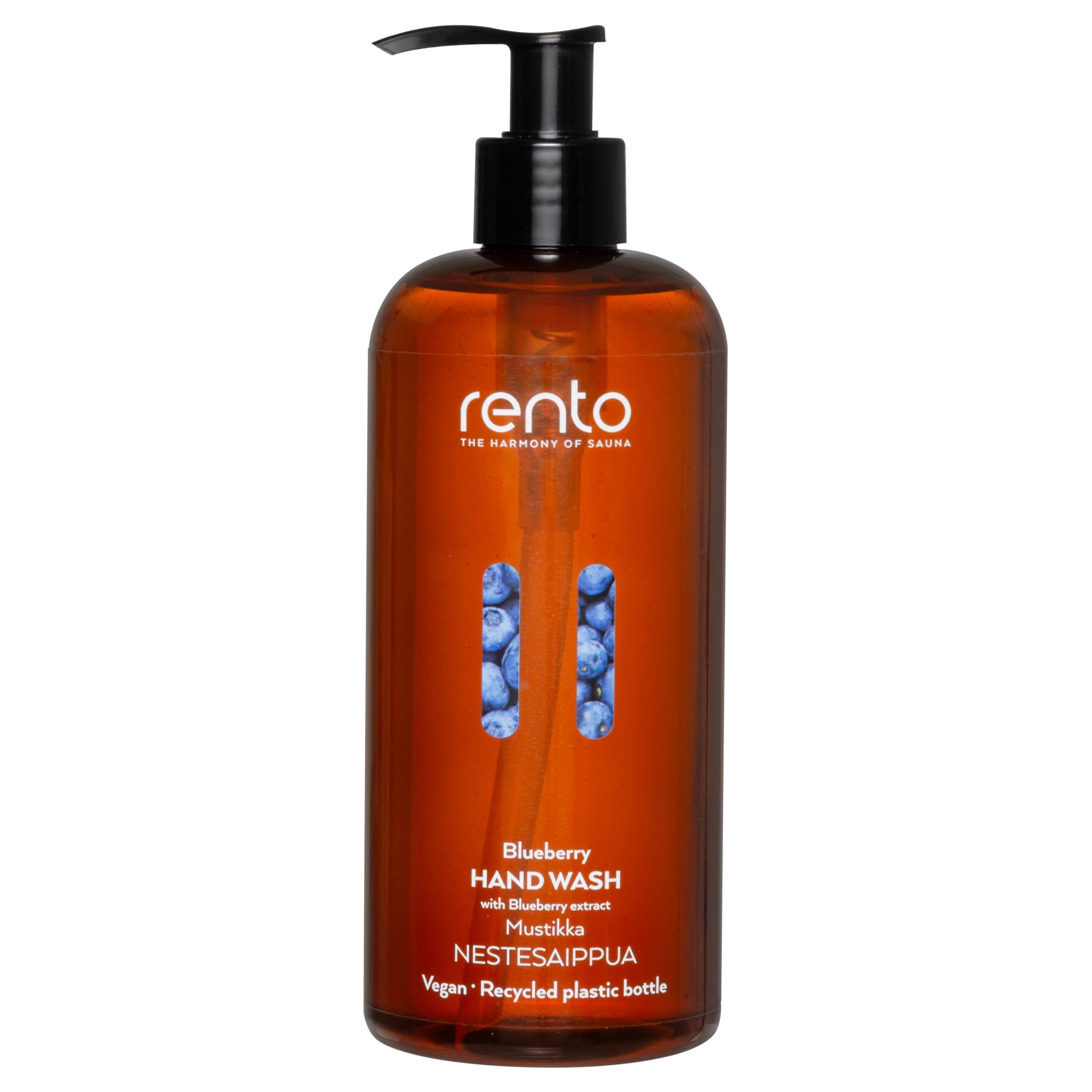 RENTO Hand Wash 13.5 Fl. Oz. (400ml) Gentle & Refreshing Hand Soap for Frequent Hand Washing with Aloe Vera, Vegan, 5 Types: Arctic Berries, Arctic Pine, Birch, Blueberry, Water Lily (Blueberry)