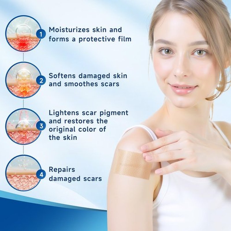 Rvlaim Silicone Scar Sheets, Silicone Scar Tape(5.7” x 1.57” 10 Pcs), Silicone Scar Sheets for Surgical Scars, Keloid Bump Removal, Stretch Marks Removal, C-Section, Burn et