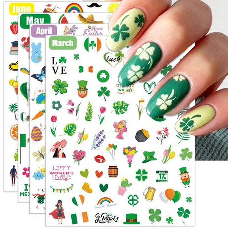 IDDFEVE 12 Months All Holiday Nail Stickers, 24 Sheets Seasonal Variety Pack 2 Pcs Per Month DIY Nail Art, Self-Adhesive Pegatinas Uñas for a Year of Halloween Christmas Thanksgiving&Valentine’s Day