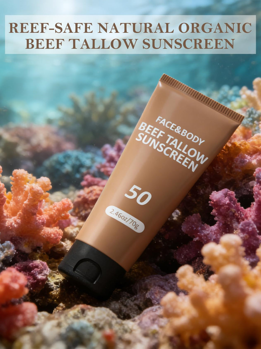 Beef Tallow Sunscreen, Sunscreen for Face, Natural Reef Safe Sunblock for Face Body, Non Greasy Clean Travel Sun Screen Sunblock for Sunmmer Outdoor Travel, 3 Packs