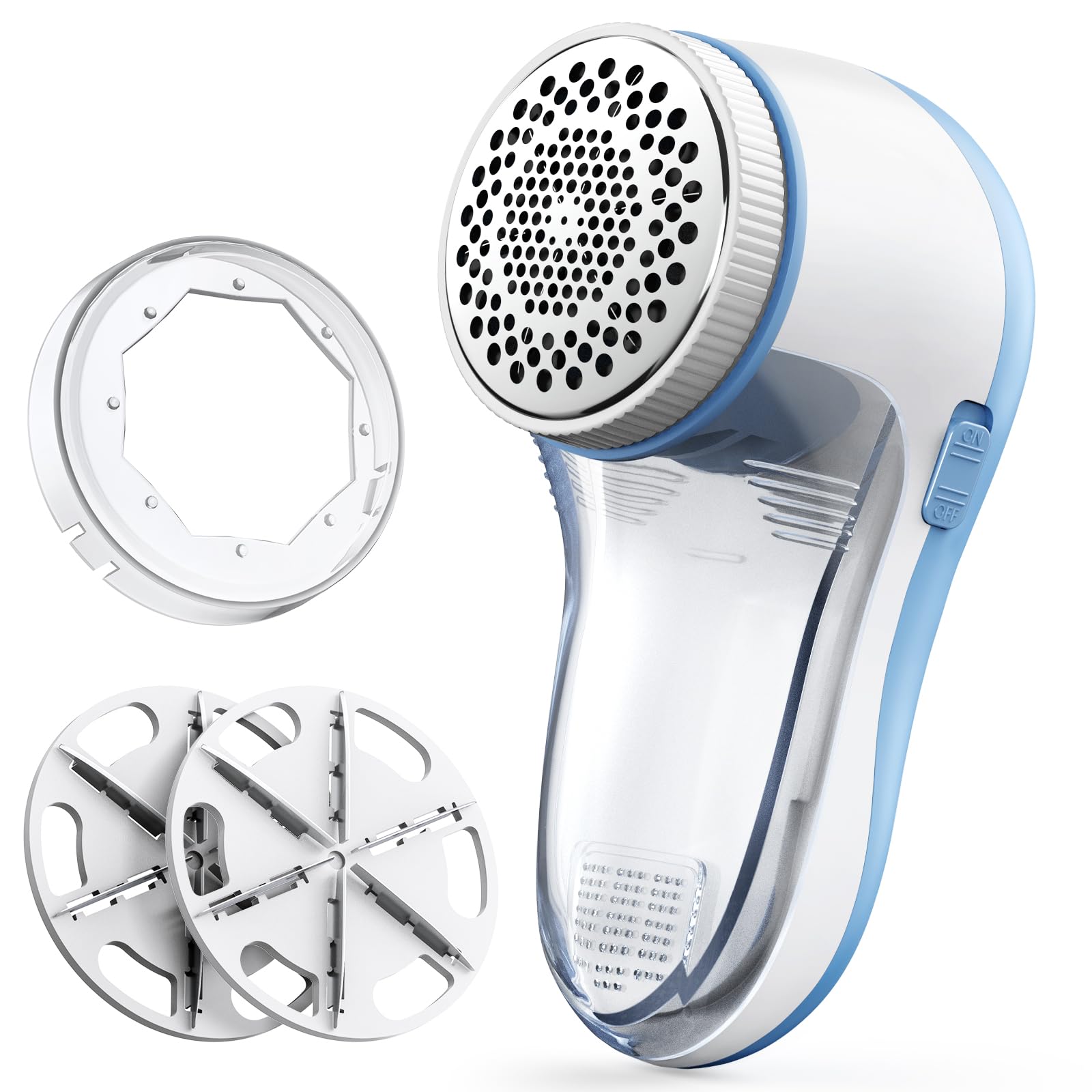 POPCHOSE Fabric Shaver, Lint Remover for Clothes, Electric Lint Shaver with 6-Leaf Blades, Sweater Shavers to Remove Pilling for Clothing, Couch, Furniture, Fuzz, Lint Ball, Bobbles, Light Blue