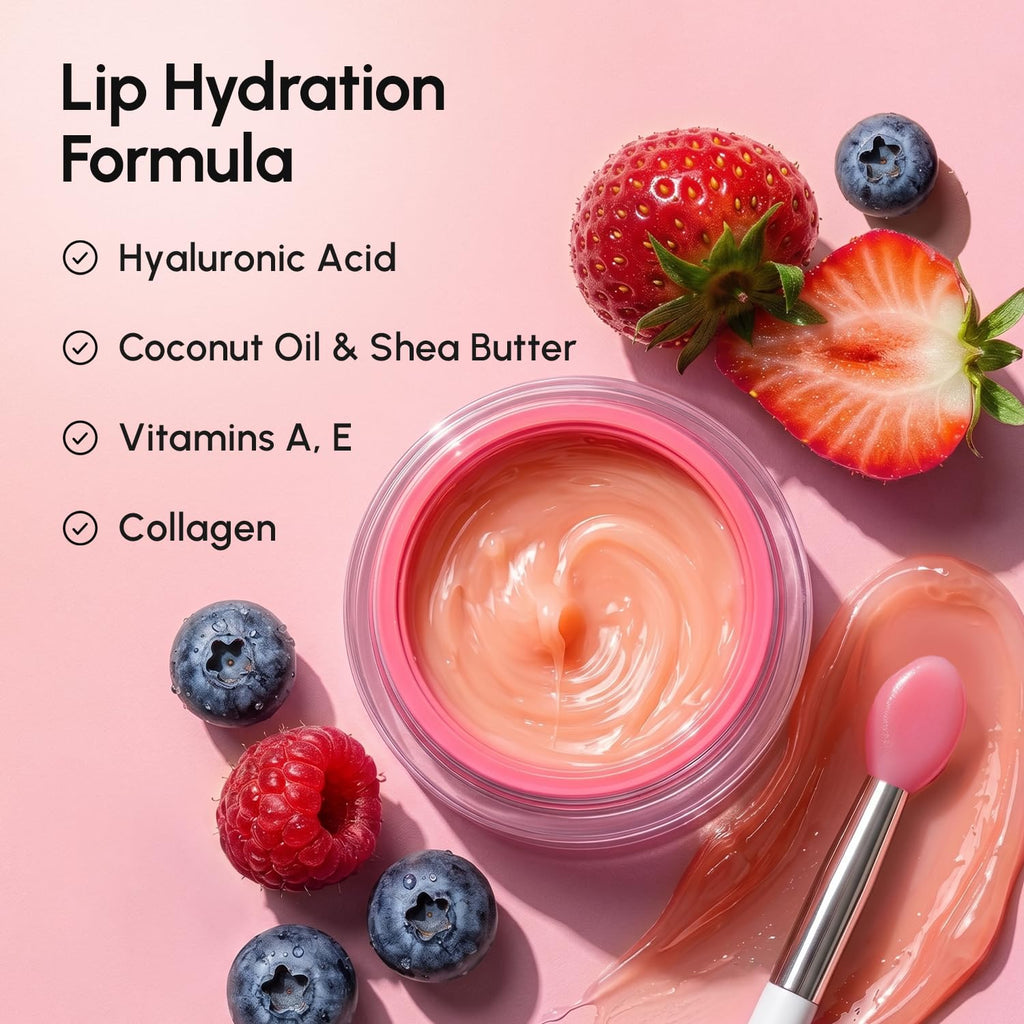 MAREE Lip Mask Overnight 2 Pack - Lip Moisturizer For Very Dry Lips - Hydrating Lip Butter Balm with Hyaluronic Acid & Collagen - Overnight Lip Treatment - Lip Sleeping Mask Repair