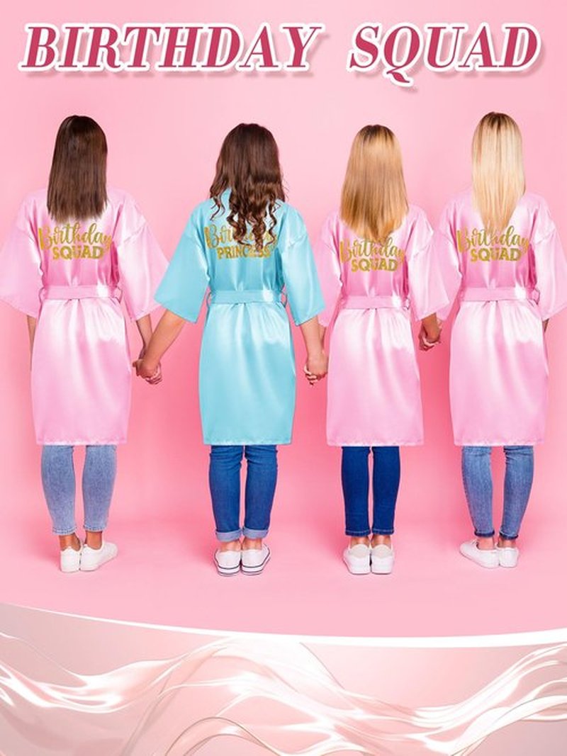 Sintuff 24 Pcs Girls Spa Birthday Party Supplies for 6-12 Years Girls Robes Sleepover Party Supplies Kids Robes Slumber Bulk(Size 10,Sky Blue Birthday)