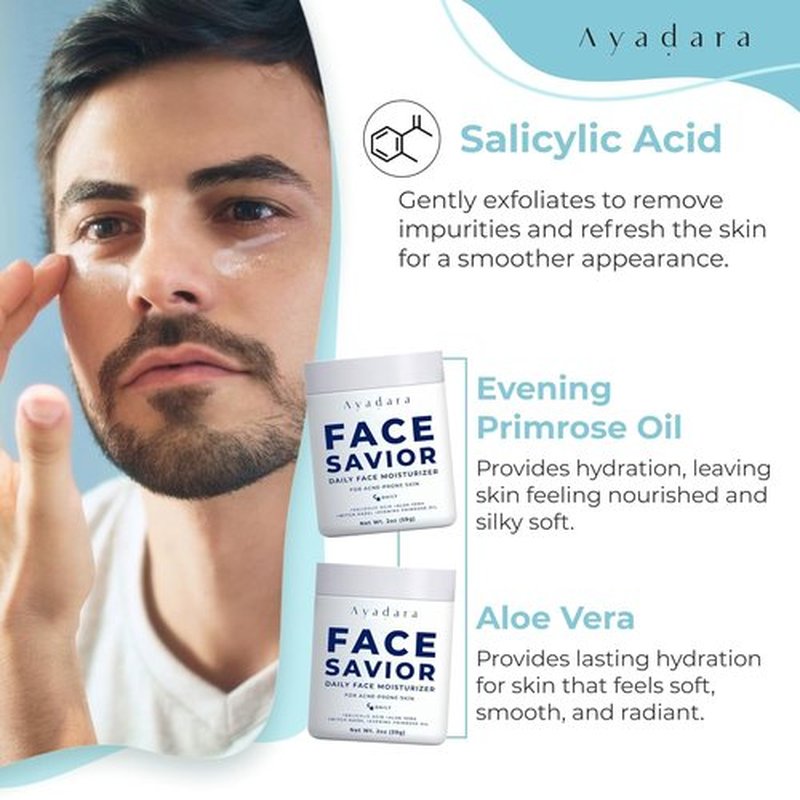 Ayadara Acne Facial Moisturizer - Advanced Oil Control Hydrating Cream for Oily Skin | 2 fl oz