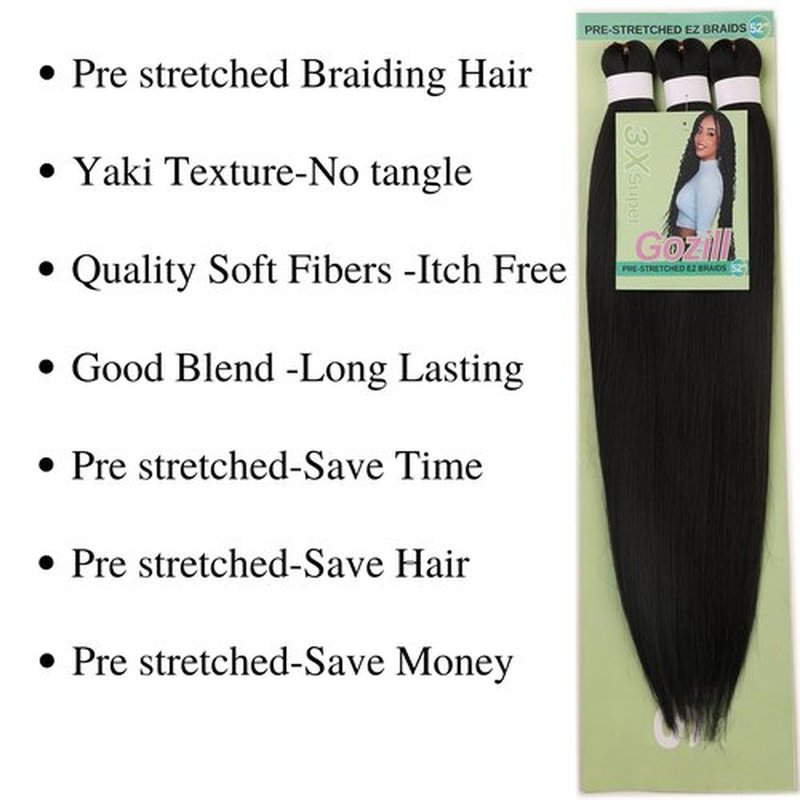 Braiding Hair Pre stretched Black Prestretched Braiding Hair Hypoallergenic Non Toxic Kids Ez Braid Twist Synthetic Knotless