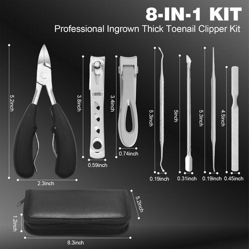 Toenail Clippers for Seniors Thick Toenails, Heavy Duty Toe Nail Clippers Adult Thick Nails Long Handle, 360° Rotating Nail Clipper, Large Toenail Clippers for Thick Nails 7Pcs