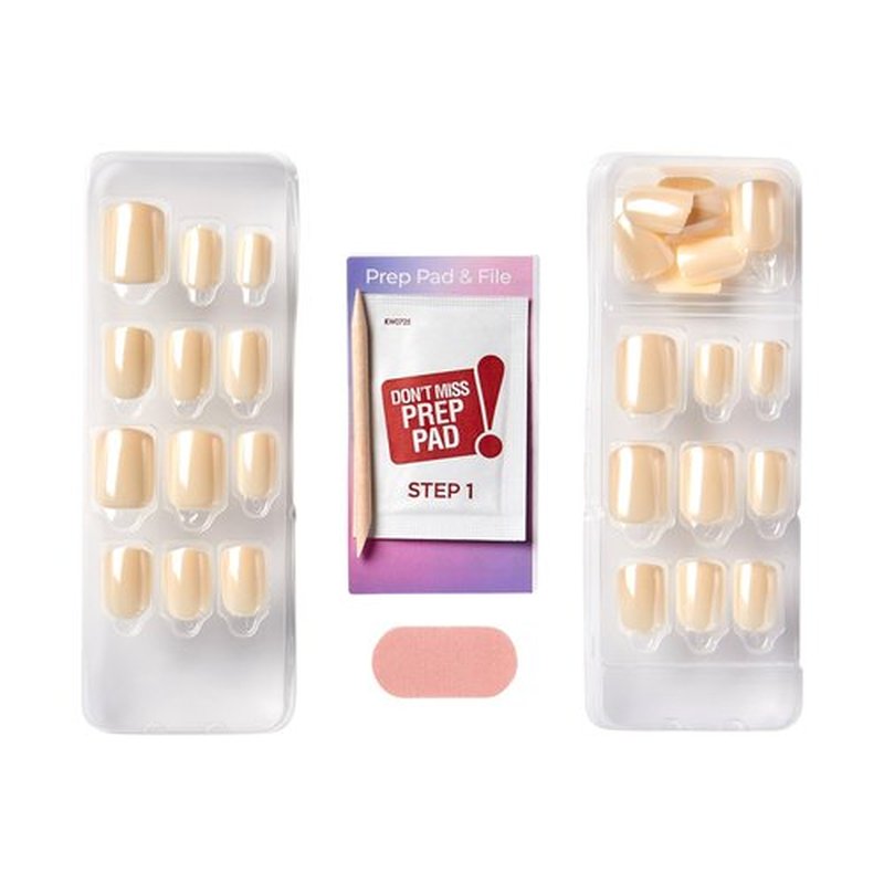 KISS Impress No Glue Mani Press-On Nails, Color FX, Gold Shimmer, Short Size, Squoval Shape, Includes 30 Nails, Prep Pad, Instructions Sheet, 1 Manicure Stick, 1 Mini File