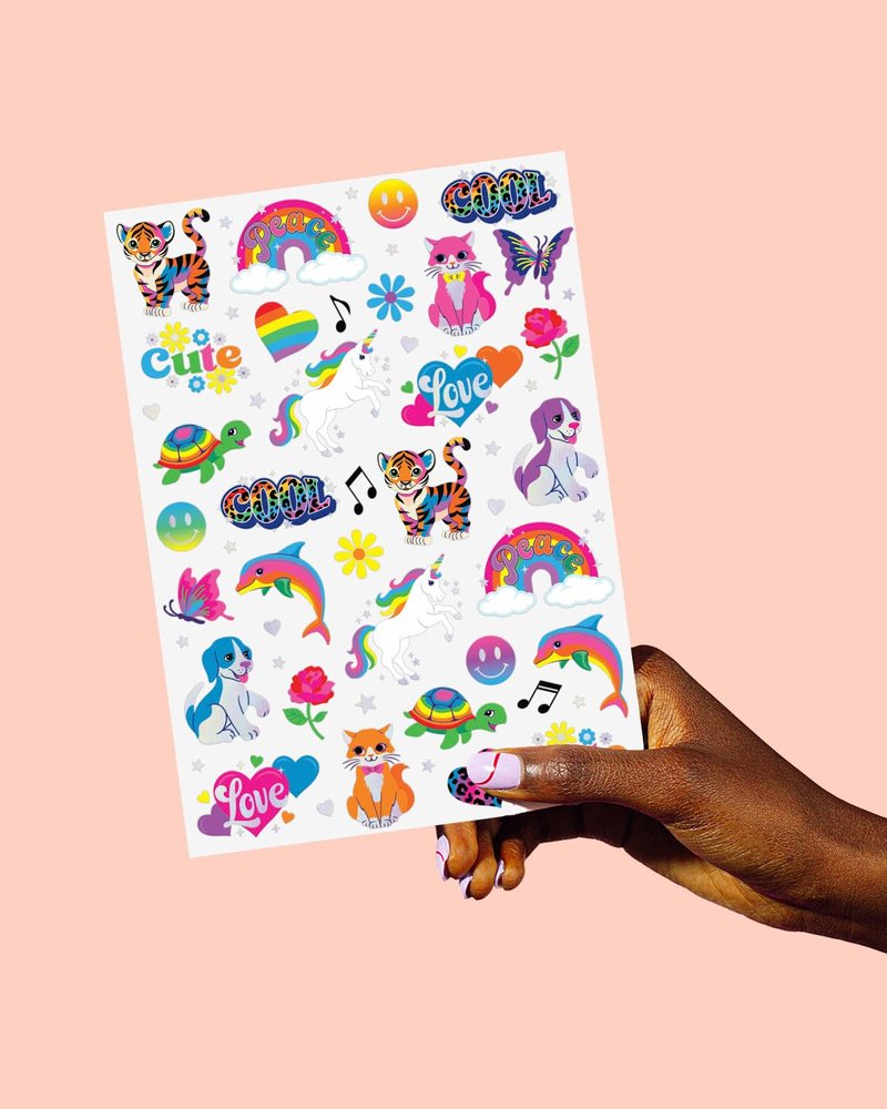 xo, Fetti Cute Neon Rainbow Animal Temporary Tattoos - 68 Iridescent Foil Pcs | Nostalgia Bright Birthday Accessory, Childhood Bachelorette Party Favor, Cute Kids Activity