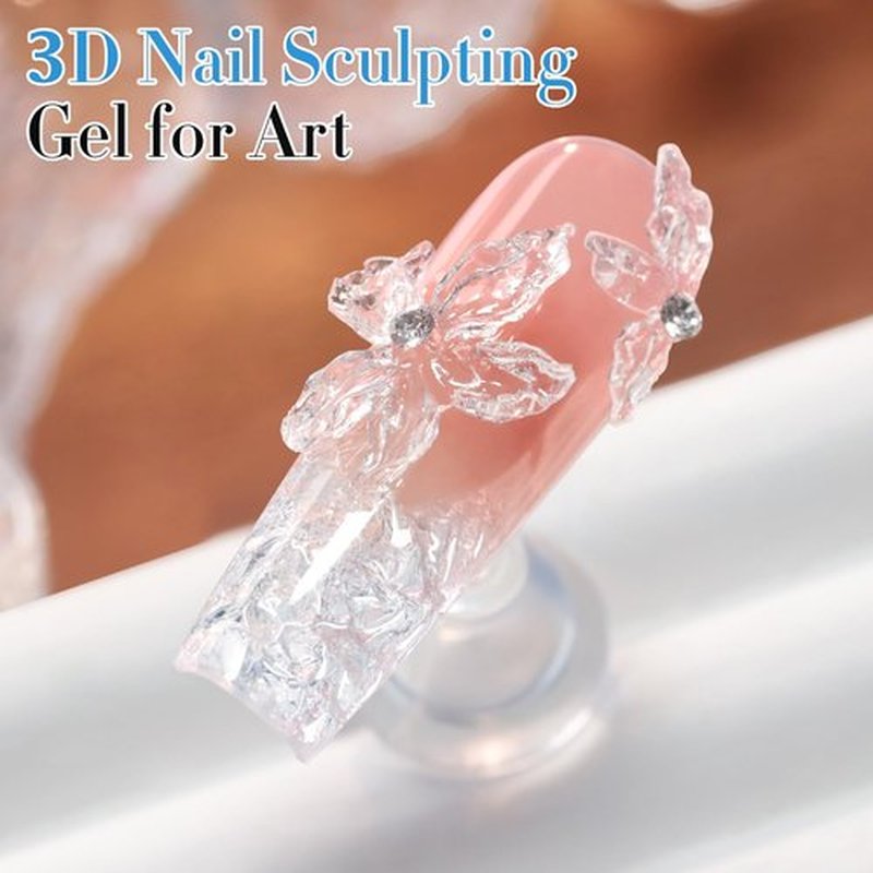 Double Rhythm 2.1 Oz Solid Sculpting Gel for Nail Art Non-Sticky 60g 3D Clear Hard Gel for Building, Carving, Molding Extension with Sculpting Pen and Mould (Clear)