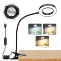 10X Magnifying Glass with Light, Clip on Mganifier with Light, 48 LED Desk Magnifying Glass wtih Clamp, 3 Modes Dimmable Magnifying LED Lamps for Bed Work Crafts DIY Repair Black