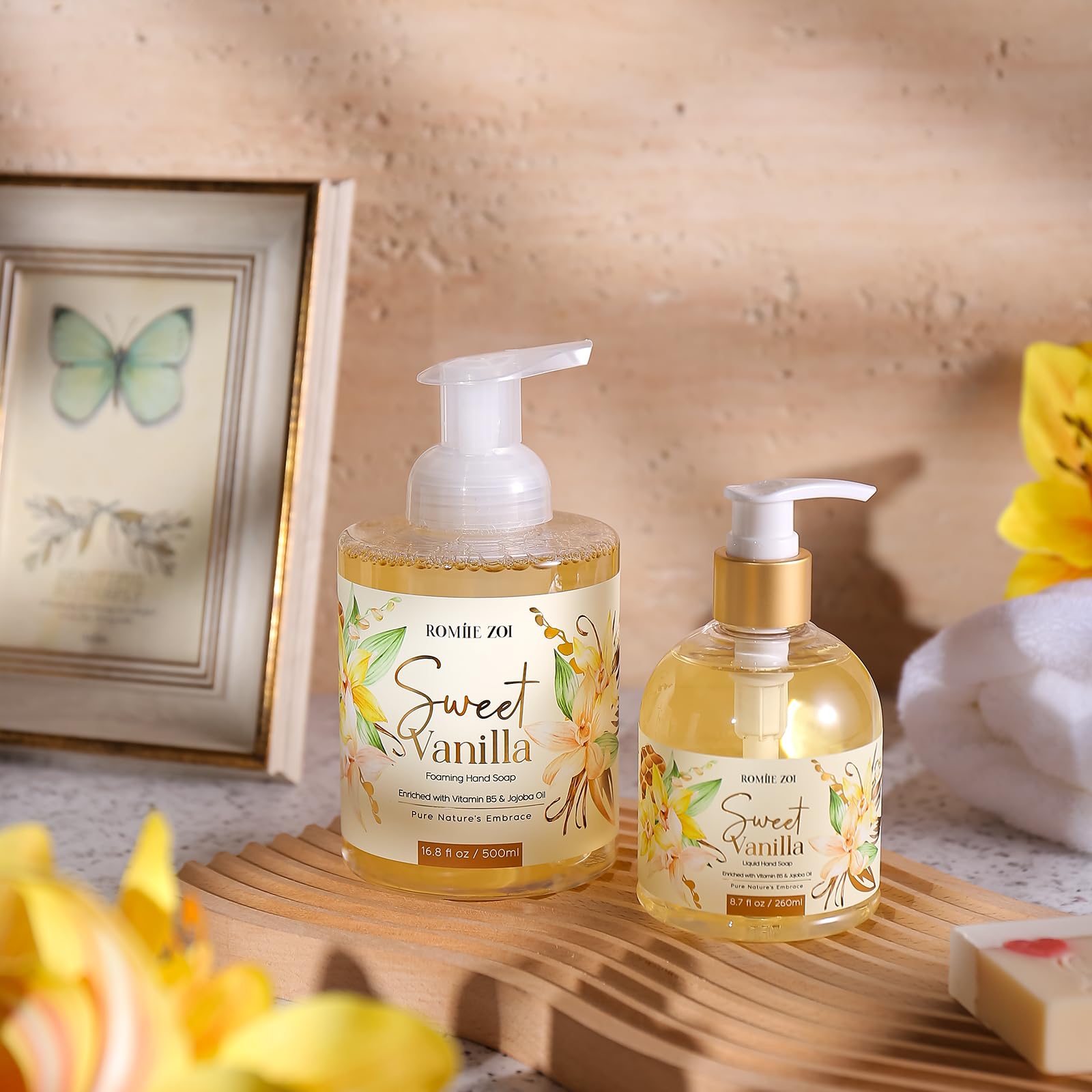 ROMIIE ZOI Foaming Hand Soap with Gift Box- Sweet Vanilla - Biodegradable Formula Moisture & Revitalize - 500ml/ 16.8oz