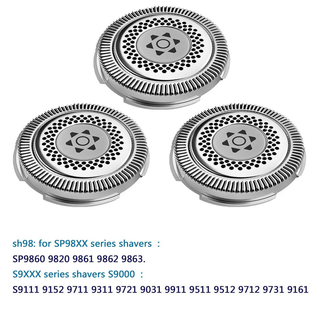 SH98/72 Head Shaver Replacement compatible with Philips Norelco S9000 Prestige Replacement Blades for Philips electric Shaver Series 9000 Prestige SP9800, SP9820, SH98 replacement shaving heads,3Pcs