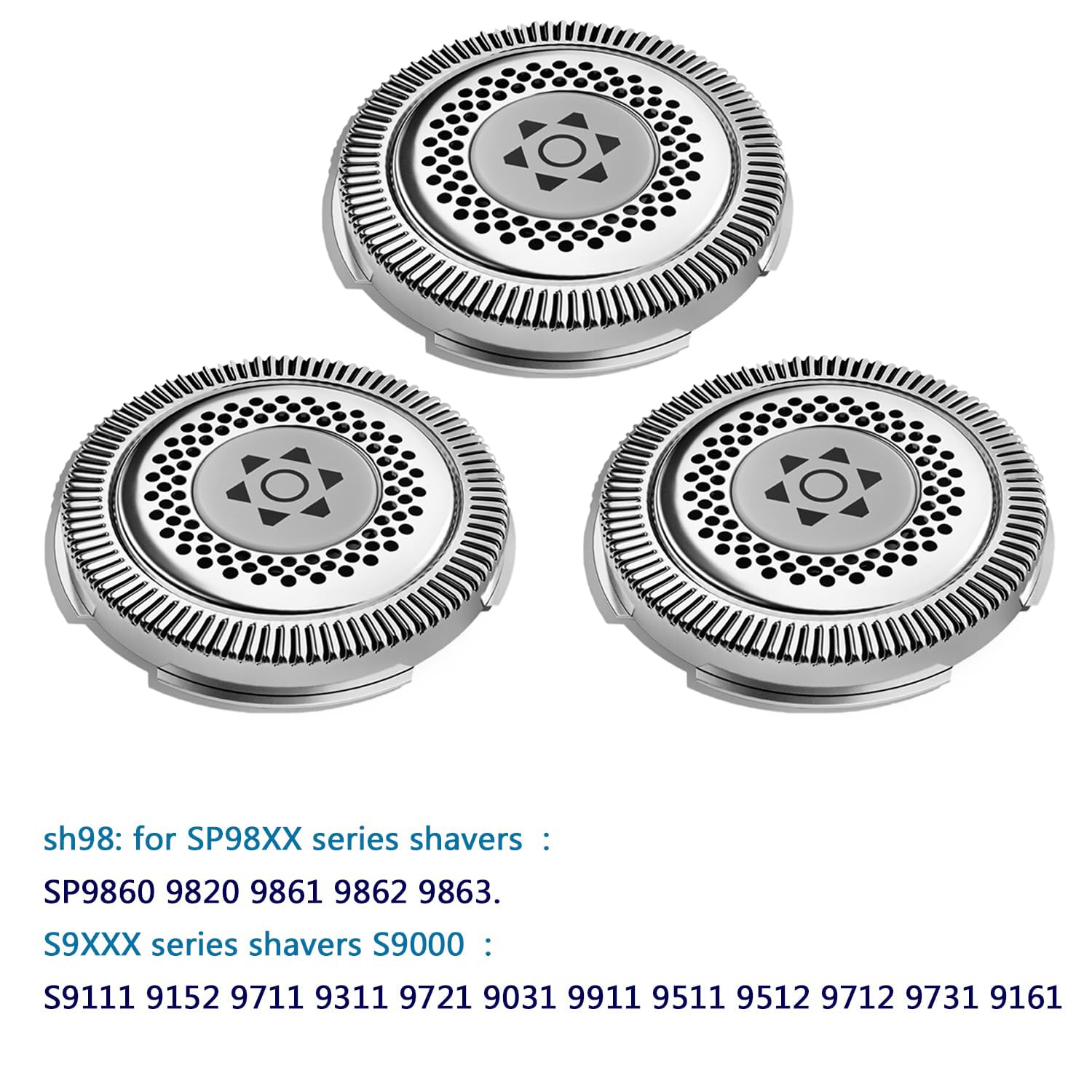 SH98/72 Head Shaver Replacement compatible with Philips Norelco S9000 Prestige Replacement Blades for Philips electric Shaver Series 9000 Prestige SP9800, SP9820, SH98 replacement shaving heads,3Pcs