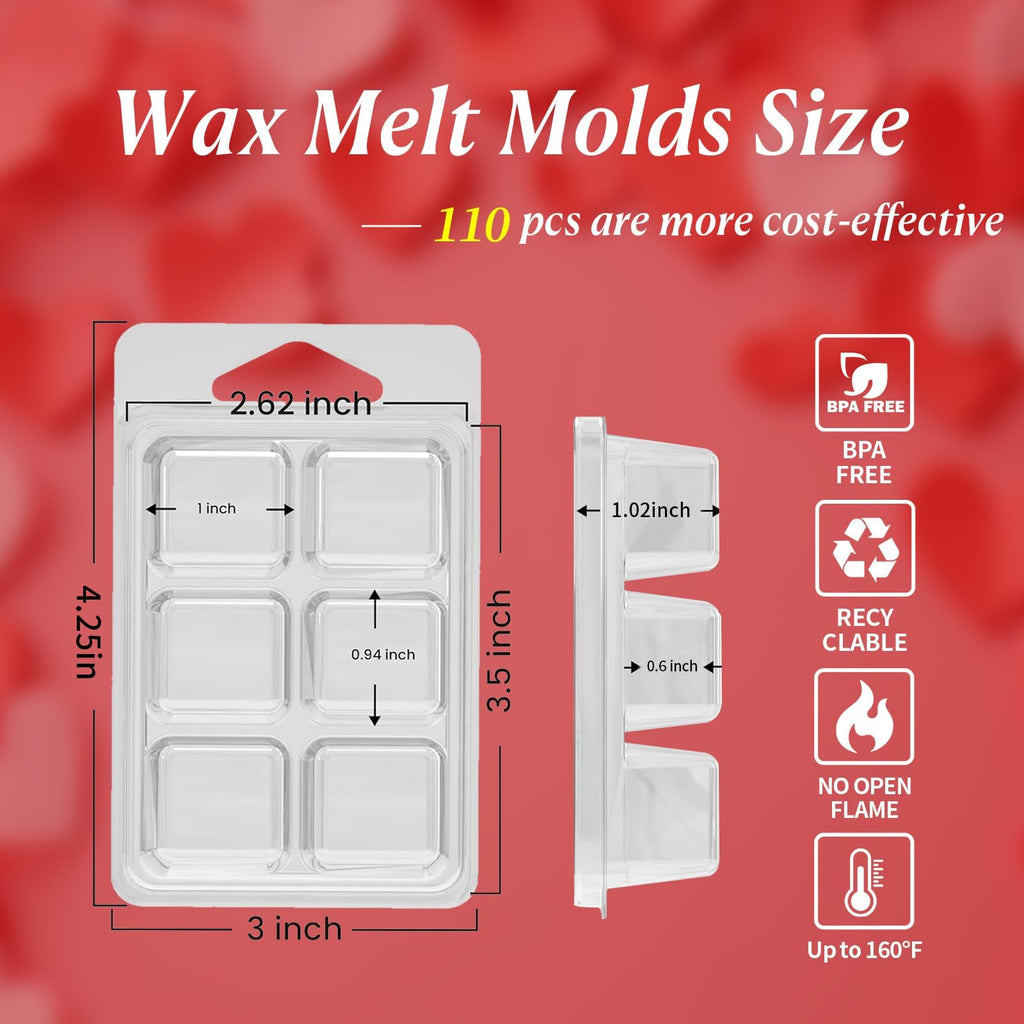 PCREGPAE Thickened Wax Melt Molds Containers Clamshells Packaging for Wax Melts,Wax Tart Packaging for Enterprises or Households,Wax Seal Mold,Scentsy Wax Melts,Soy Wax,Wax Melt Warmer (110pcs)
