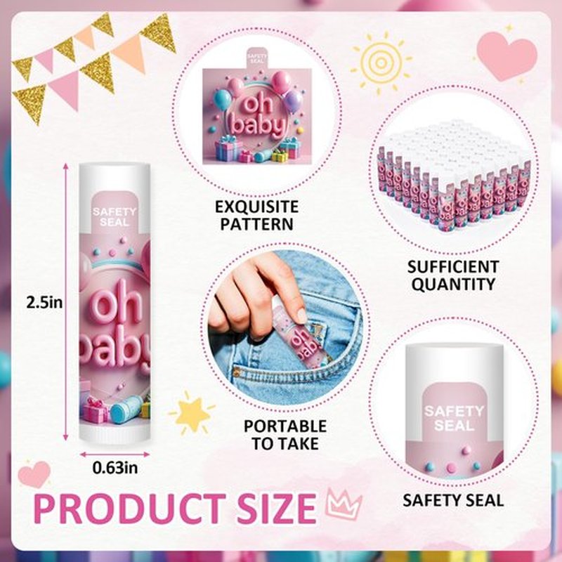 60 Pack Oh Baby Lip Balm Set, Baby Shower Favors for Guests,Shower Game Winner Gifts, Gender Reveal Party Favors