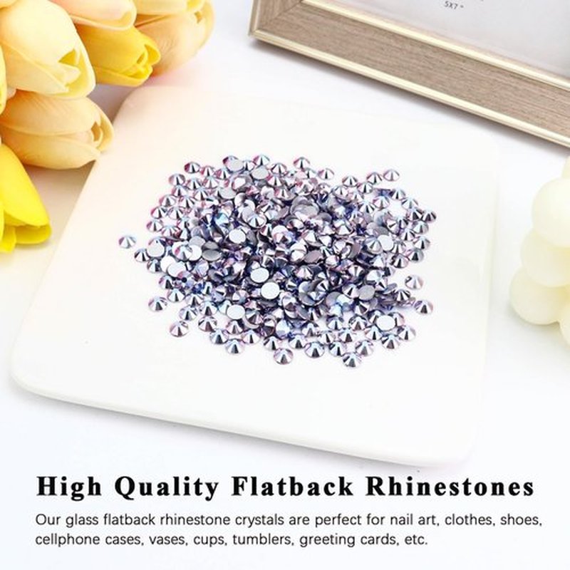 Briskbloom 1440PCS SS16 Flatback Crystal Rhinestones Round Gems for Nail Art and Craft Clothes Glue Fix, Blue Lotus Purple (3.8-4.0mm)