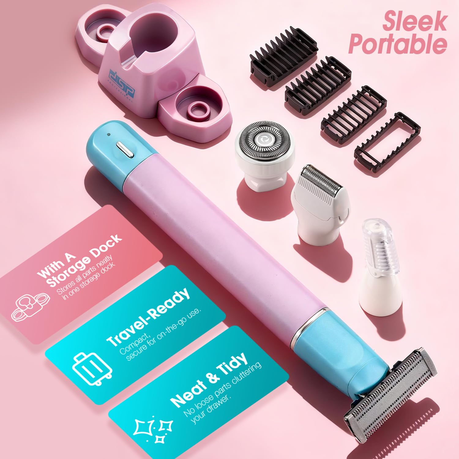 DSP 5-in-1 Ladies Grooming Kit,Cordless Rechargeable for Face, Body