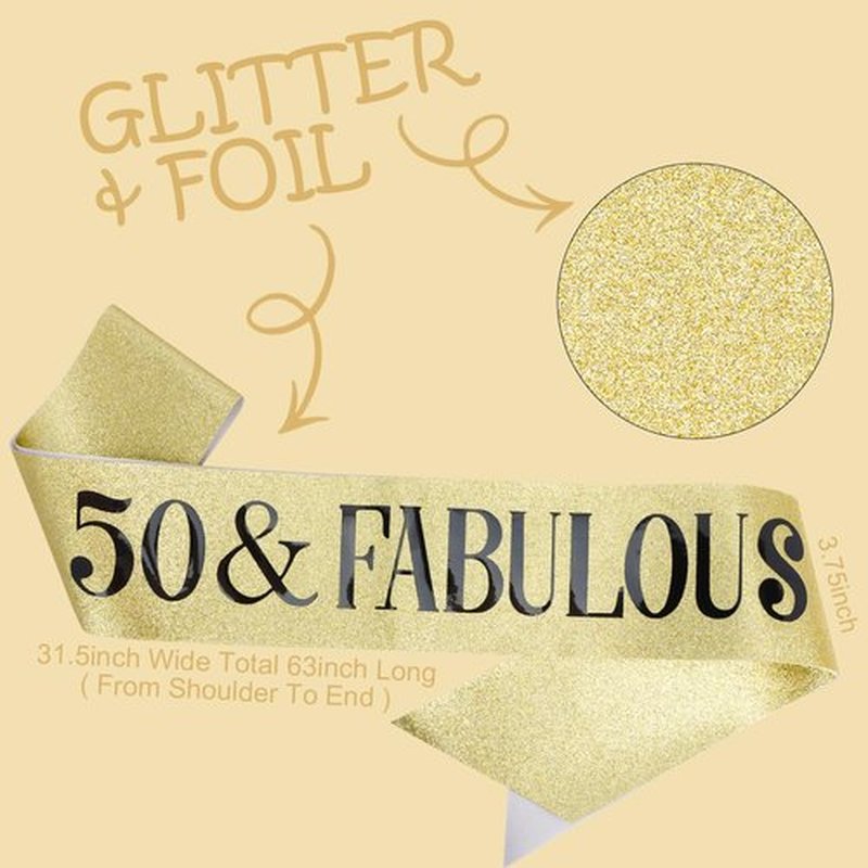 TOBATOBA 50th Birthday Decorations for Women, 50th Birthday Crown + 50 & Fabulous Birthday Sash Set, Silver 50th Birthday Gifts for Her Cool Gifts for 50th Birthday Party Decorations